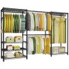 Ulif E1 Heavy Duty Closet Garment Rack, 6 Tiers Adjustable Metal Freestanding Expandable Clothing Storage with 4 Hanger Rods, Easy to Assemble Wardrobe, 71.4" H x (70" - 88.2") L x 14" D, Black view 1