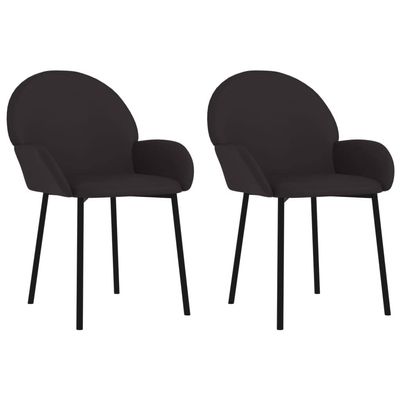 vidaXL Modern Dining Chairs - Set of 2, Stylish Faux Leather, Comfortable Foam Filling, Sleek Black Color, Ideal for Living Space, Includes Armrest Feature