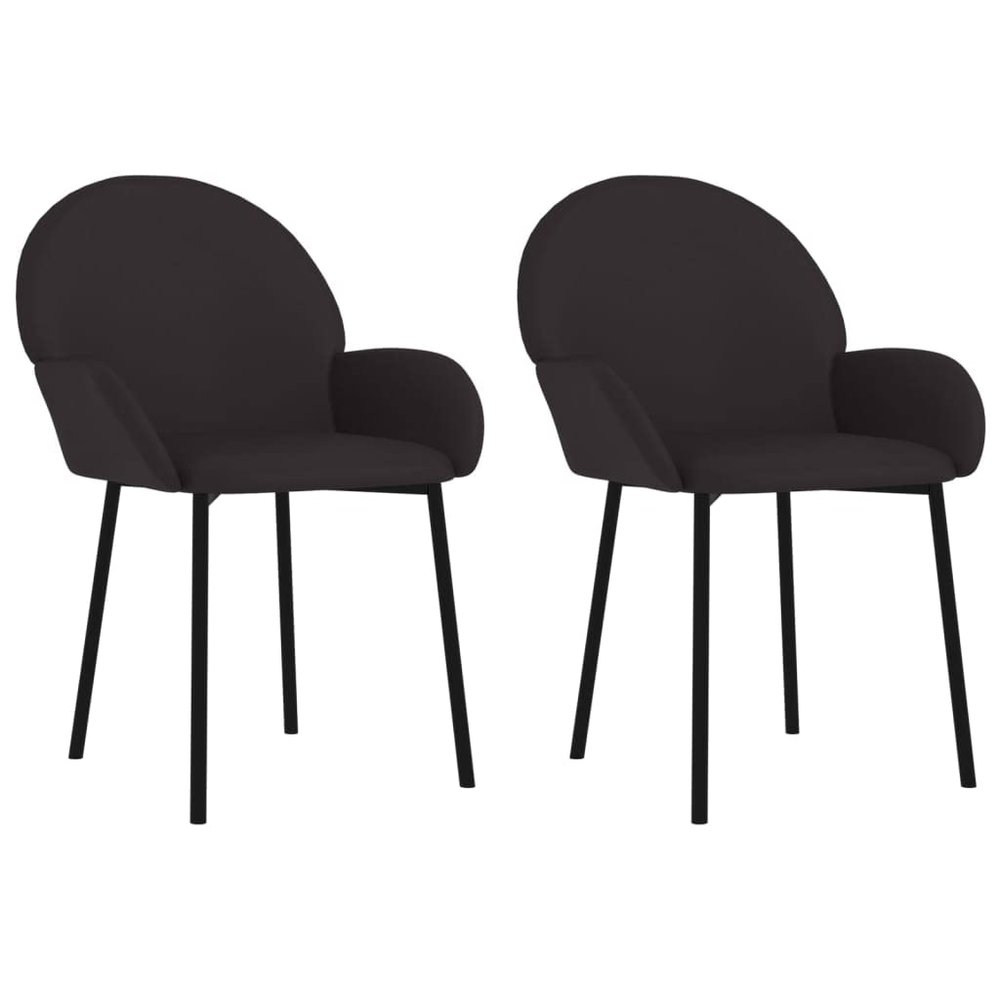 vidaXL Modern Dining Chairs - Set of 2, Stylish Faux Leather, Comfortable Foam Filling, Sleek Black Color, Ideal for Living Space, Includes Armrest Feature