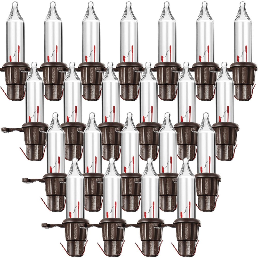 Mudder 60 Count Christmas Tree Replacement Light Bulbs 2.5v 0.425 Watt Replacement Bulb Mini Incandescent Wire String Lights Decoration for Prelit Xmas Tree(Brown Base with Warm White Bulb)