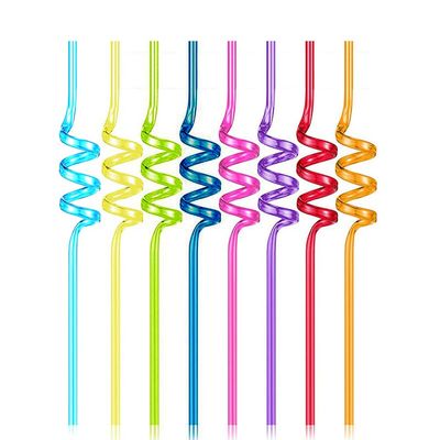 10 Pcs Spiral Reusable Plastic Straws Long Drinking Straws for Mason Jar Tumbler Cups Party Favors, Mixed Color