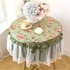 Embroidery lace Household Round Tablecloth Coffee Table Cotton lace Bedside Table Cover Hand Sewing Bead mat Table Runner Cover (Color : Pink, Specification : Round 55CM) view 2