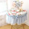 Embroidery lace Household Round Tablecloth Coffee Table Cotton lace Bedside Table Cover Hand Sewing Bead mat Table Runner Cover (Color : Pink, Specification : Round 55CM) view 3