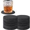 24 PCS Slate Drink Coasters Bulk, MAPRIAL 4 Inch Round Black Rustic Stone Coasters, Laser Engraving Blanks with Anti-Scratch Backing for Engraver, Wedding, Gifts, Home Decor, Bar view 1