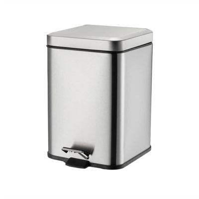 Compost bin kitchen/garbage 6L/12L Foot-operated Trash Can High-grade Stainless Steel Mute with Lid Garbage Storage Bin Living Room Kitchen Available Step trash can ( Color : Silver , Size : 12L )