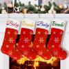 DegGod 6 Pack Custom Christmas Stockings with Names, 22 inches Personalized Embroidery Faux Fur Red Xmas Stockings with Gold or Silver Snowflakes Hanging Ornaments for Xmas Tree Party Decoration view 1