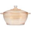 Mobestech Glass Cooking Pot with Cover Glass Saucepan Double ears - with Lid, Clear Stovetop Pot Cookware for Pasta, Noodle, Soup Food (Glod) view 1