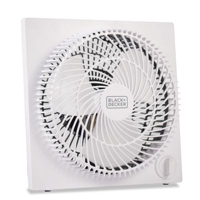 Black + Decker Portable 9 Inch Box Fan, 3 Speed Settings & Self Standing,White