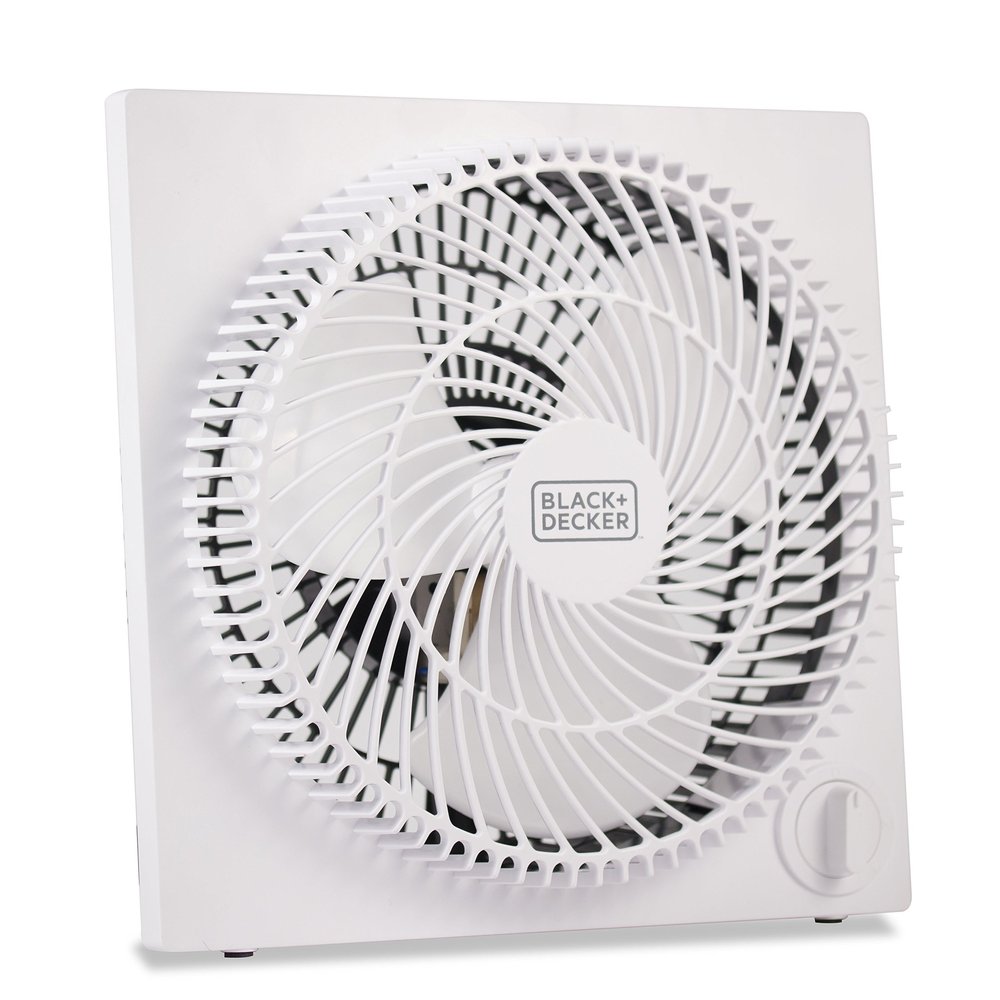 Black + Decker Portable 9 Inch Box Fan, 3 Speed Settings & Self Standing,White