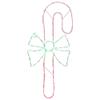 28" Green and White LED Lighted Candy Cane with Bow Christmas Window Silhouette view 1
