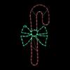 28" Green and White LED Lighted Candy Cane with Bow Christmas Window Silhouette view 2