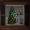 28" Green and White LED Lighted Candy Cane with Bow Christmas Window Silhouette view 3