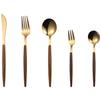 Gold Wood Silverware Set 30 Piece Stainless Steel Flatware Set for 6 Wooden Handle Cutlery Sets Restaurant Wedding Kitchen Tableware Utensil Include Knife Spoon Fork Fruit Fork and Coffee Spoon view 1