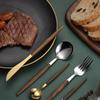 Gold Wood Silverware Set 30 Piece Stainless Steel Flatware Set for 6 Wooden Handle Cutlery Sets Restaurant Wedding Kitchen Tableware Utensil Include Knife Spoon Fork Fruit Fork and Coffee Spoon view 2