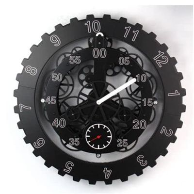 Canglan Technology Moving Gear Wall Clock Creative Art Decor Retro Roman Watch Black