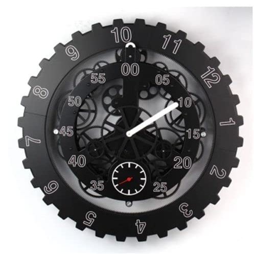 Canglan Technology Moving Gear Wall Clock Creative Art Decor Retro Roman Watch Black