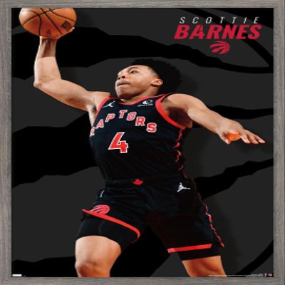 Trends International NBA Toronto Raptors - Scottie Barnes 22 Wall Poster, 14.725" x 22.375", Barnwood Framed Version