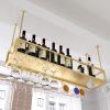 Ceiling Stemware Holder Wine Champagne Glass Holder Cabinet Hanging Storage Rack Upside Down Wine Cups Holder Gold Wine Bottle Racks for Kitchen Bar, Adjustable (Size : 140x25x21cm) view 4