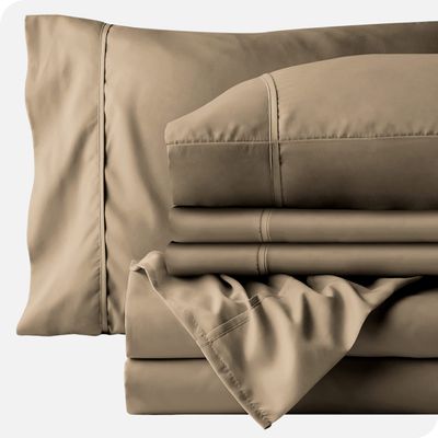 Wega Linen Taupe California King Sheet Set 6 Piece Sheets Set for Adjustable Bed California King Sheet Set 26 Inch Deep Pockets Easy Fit