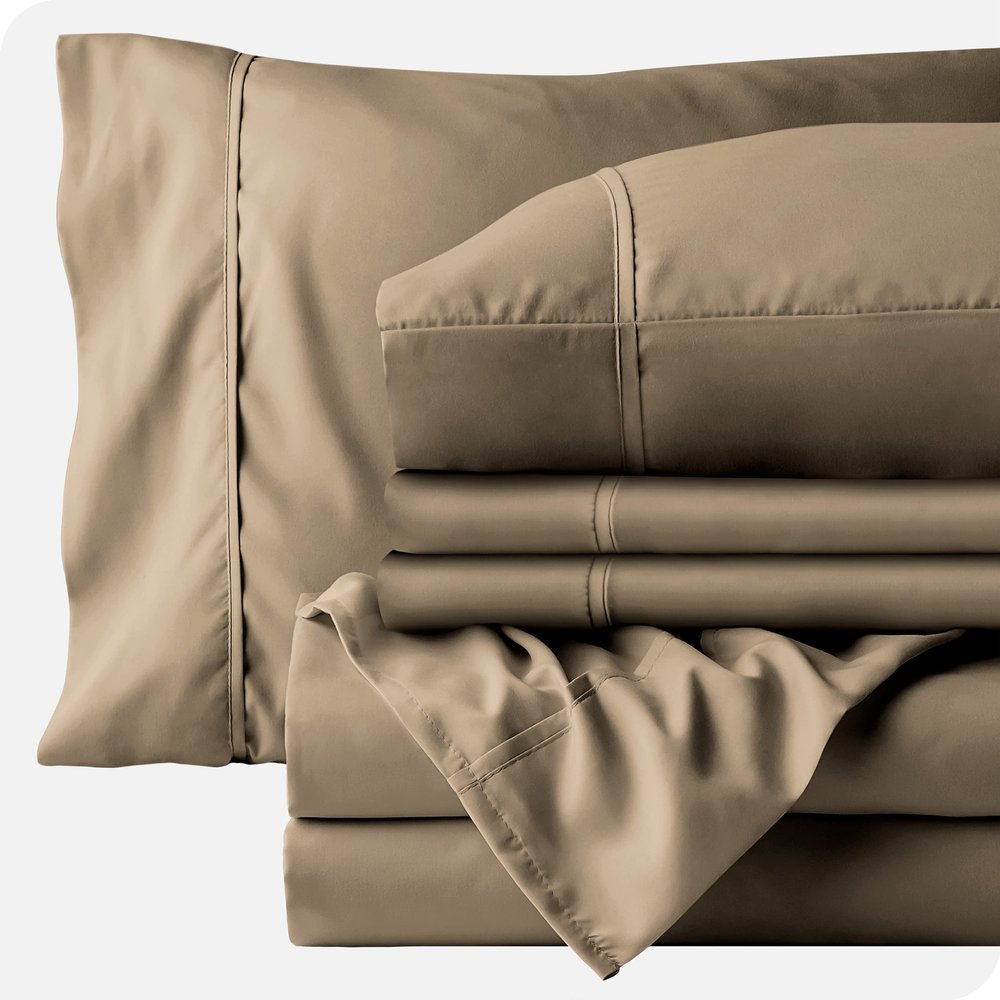 Wega Linen Taupe California King Sheet Set 6 Piece Sheets Set for Adjustable Bed California King Sheet Set 26 Inch Deep Pockets Easy Fit