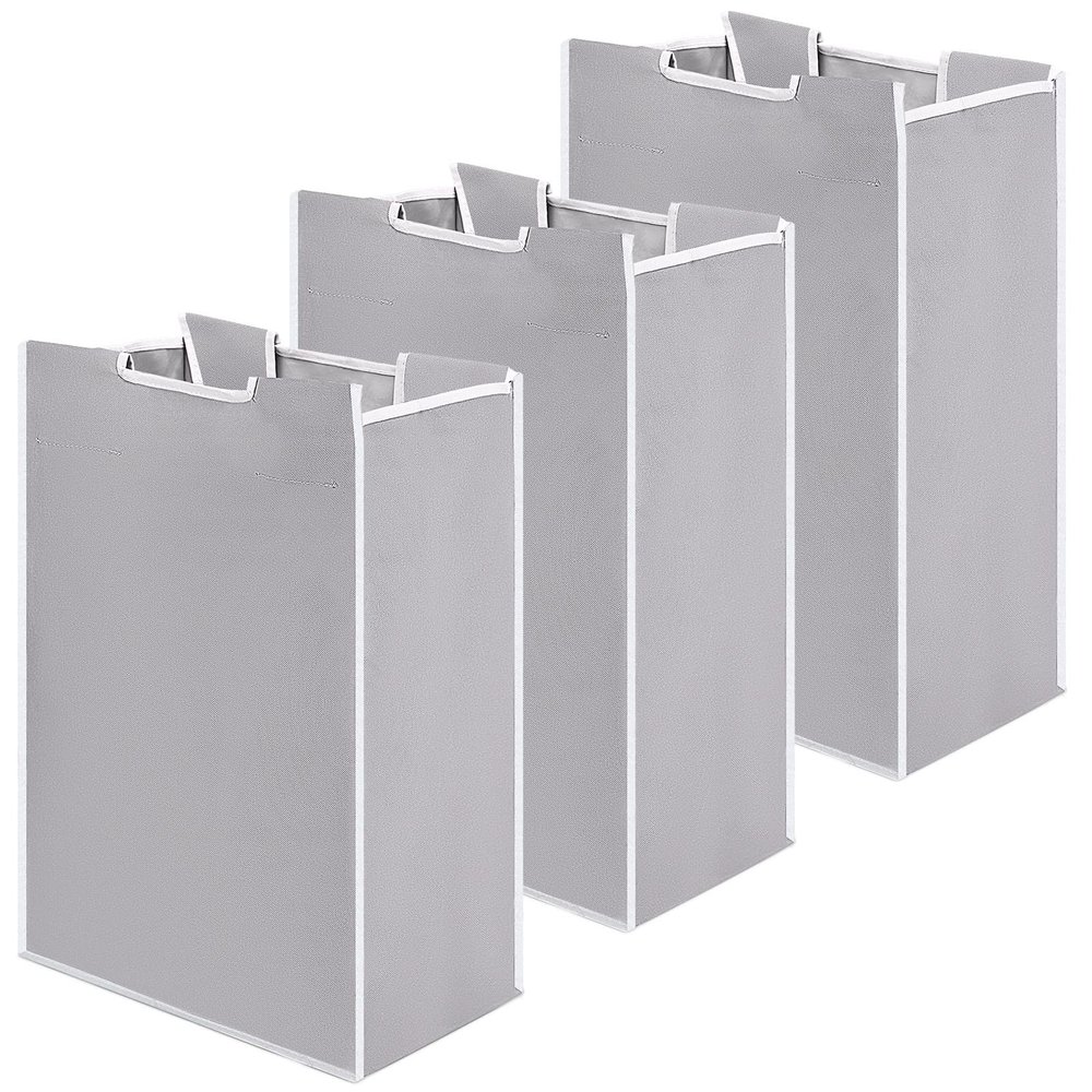 Bonuci 3 Pcs Laundry Sorter Replacement Bags Hamper Cart Removable Replacement Laundry Storage Organizer Bag Hamper Liner, No Hooks 14.76 x 8.66 x 21.65 Inch (Gray)
