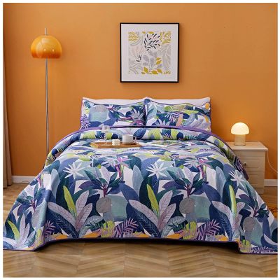 3 Piece Reversible Quilt Set Queen Size 86x94 Soft 100% Cotton Lightweight Coverlet Bedspread Summer Comforter Set Bed Cover Blanket for All Season Printed Floral-Decorative