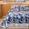 3 Piece Reversible Quilt Set Queen Size 86x94 Soft 100% Cotton Lightweight Coverlet Bedspread Summer Comforter Set Bed Cover Blanket for All Season Printed Floral-Decorative view 2