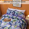 3 Piece Reversible Quilt Set Queen Size 86x94 Soft 100% Cotton Lightweight Coverlet Bedspread Summer Comforter Set Bed Cover Blanket for All Season Printed Floral-Decorative view 3