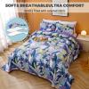 3 Piece Reversible Quilt Set Queen Size 86x94 Soft 100% Cotton Lightweight Coverlet Bedspread Summer Comforter Set Bed Cover Blanket for All Season Printed Floral-Decorative view 4