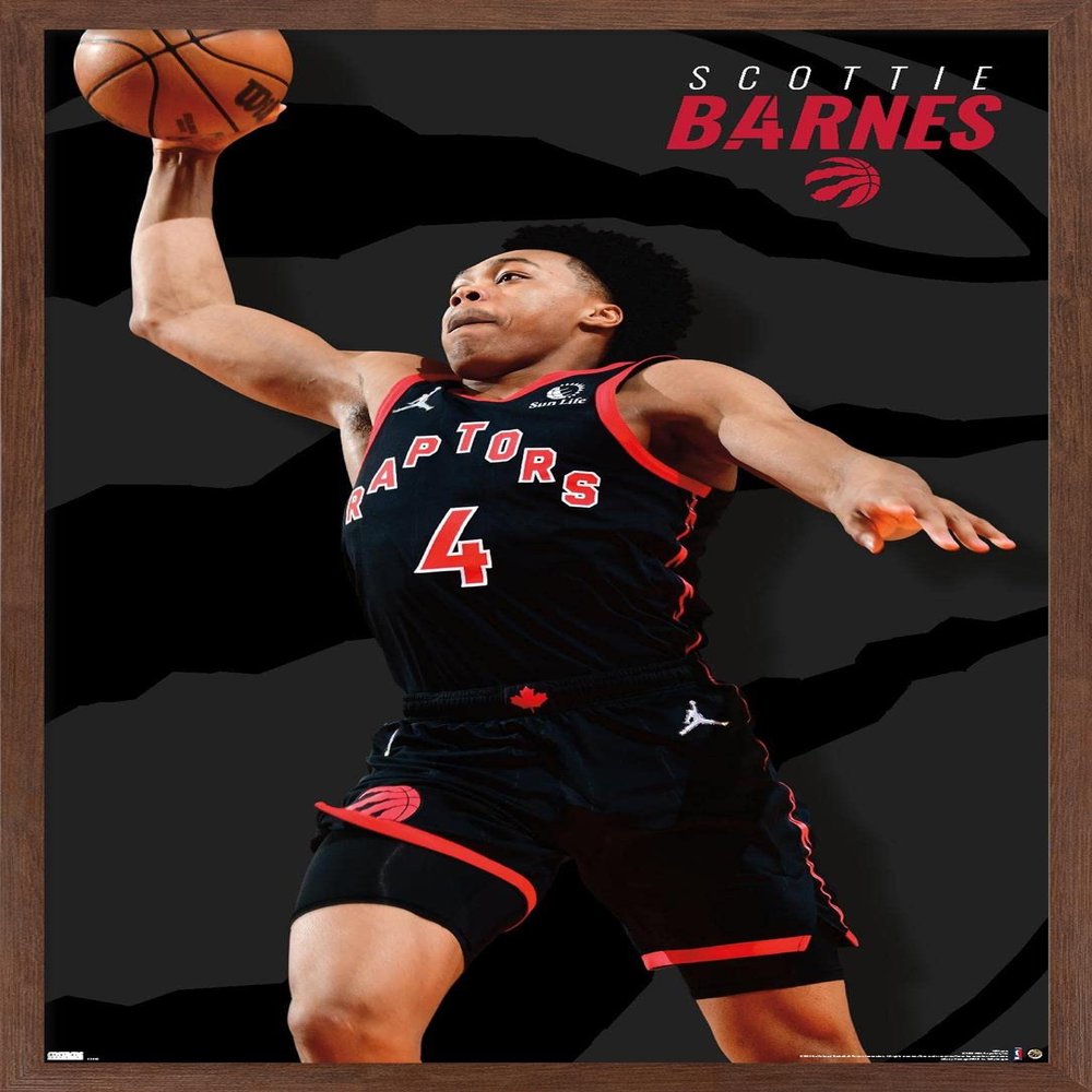 Trends International NBA Toronto Raptors - Scottie Barnes 22 Wall Poster, 22.375" x 34", Mahogany Framed Version