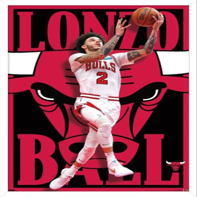 Trends International NBA Chicago Bulls - Lonzo Ball 22 Wall Poster, 22.375" x 34", White Framed Version
