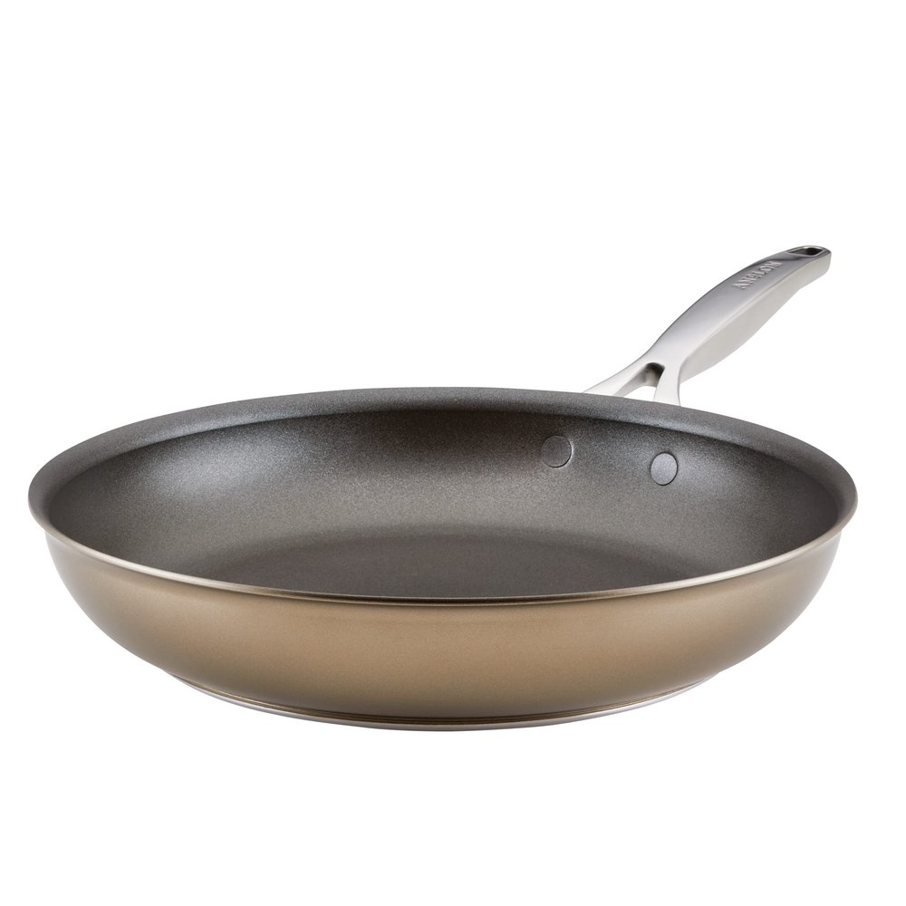 Anolon Ascend Hard Anodized Nonstick Frying Pan/Skillet - Good for All Stovetops (Gas, Glass Top, Electric & Induction), Dishwasher & Oven Safe with Stainless Steel Handle, 12 Inch - Bronze