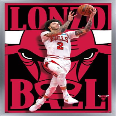 Trends International NBA Chicago Bulls - Lonzo Ball 22 Wall Poster, 14.725" x 22.375", Silver Framed Version