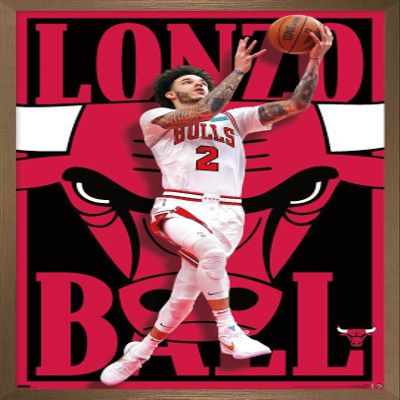 Trends International NBA Chicago Bulls - Lonzo Ball 22 Wall Poster, 14.725" x 22.375", Bronze Framed Version