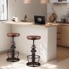 BOKKOLIK Vintage Swivel Bar Stools Industrial Leather Seat Bar Stool Fire Hydrant Design Kitchen Dinning Chair 24-30inch Height Adjustable with Footrest view 2