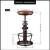 BOKKOLIK Vintage Swivel Bar Stools Industrial Leather Seat Bar Stool Fire Hydrant Design Kitchen Dinning Chair 24-30inch Height Adjustable with Footrest view 3