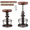 BOKKOLIK Vintage Swivel Bar Stools Industrial Leather Seat Bar Stool Fire Hydrant Design Kitchen Dinning Chair 24-30inch Height Adjustable with Footrest view 4