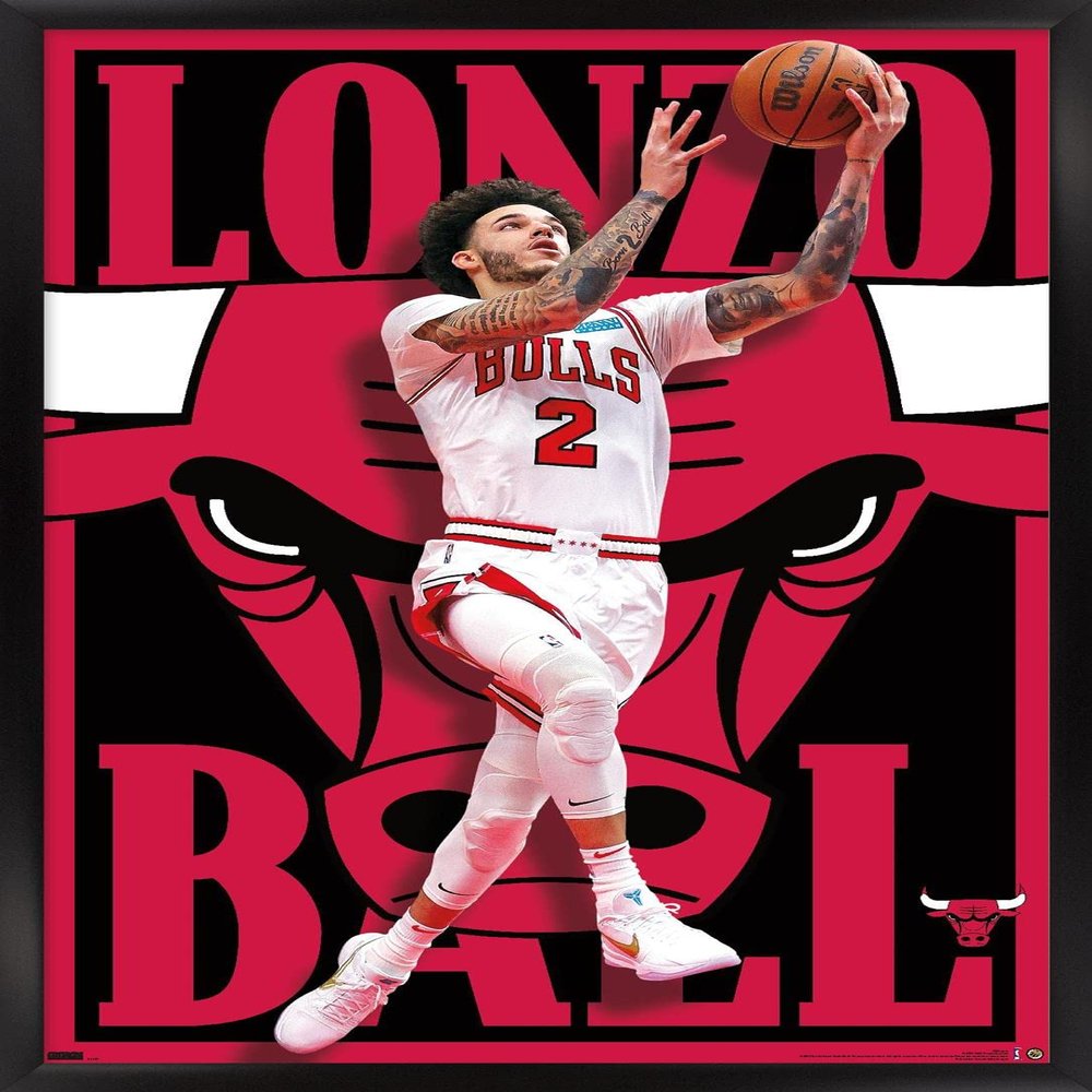 Trends International NBA Chicago Bulls - Lonzo Ball 22 Wall Poster, 22.375" x 34", Black Framed Version