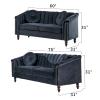 A Ainehome Living Room Furniture Sectional Sofa Upholstered Furniture Velvet Fabric Sofa 2 Piece Furniture Sofa Set for Living Room, Bedroom, Small Living Room, 3 Seat Sofa+Loevseat(Black) view 2