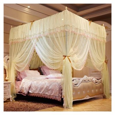 Bed Canopy Curtain European Style 4 Corner Post Romantic Princess Lace Canopy Bed Canopy Curtains No Frame for Bed Netting Bedding Bed Tent Curtain (Color : B, Size : 1.8x2.0m)