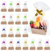 Fainne 74 Pcs Baskets for Gifts Empty Bulk DIY Empty Gift Basket Include 20 Kraft Cardboard Tray with Handles 30 Bags 24 Bows for Christmas Thanksgiving Birthdays Snacks Party, 8" x 6" x 3"(Brown) view 1