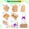 Fainne 74 Pcs Baskets for Gifts Empty Bulk DIY Empty Gift Basket Include 20 Kraft Cardboard Tray with Handles 30 Bags 24 Bows for Christmas Thanksgiving Birthdays Snacks Party, 8" x 6" x 3"(Brown) view 3