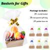 Fainne 74 Pcs Baskets for Gifts Empty Bulk DIY Empty Gift Basket Include 20 Kraft Cardboard Tray with Handles 30 Bags 24 Bows for Christmas Thanksgiving Birthdays Snacks Party, 8" x 6" x 3"(Brown) view 4