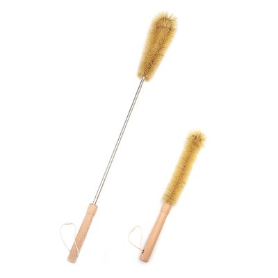 UPTALY 24 inch Extra Long Bristle Brush with 13 inch Bottle Brush, Beech Wood Handle, Bendable Washing Brush with Extended Handle, Big Gallon Water Jug Brush with Stainless Steel Pole