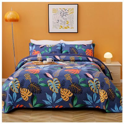 3 Piece Reversible Abstract Floral-Decorative Quilt Set King Size with 1 Quilt and 2 Pillow Shams 100% Cotton Lightweight Floral Coverlet Bedspread for All Season,D,King