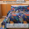 3 Piece Reversible Abstract Floral-Decorative Quilt Set King Size with 1 Quilt and 2 Pillow Shams 100% Cotton Lightweight Floral Coverlet Bedspread for All Season,D,King view 2