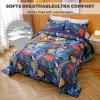 3 Piece Reversible Abstract Floral-Decorative Quilt Set King Size with 1 Quilt and 2 Pillow Shams 100% Cotton Lightweight Floral Coverlet Bedspread for All Season,D,King view 4