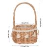 MEUMITY 2 PCS Woven Flower Basket with Handles,Wicker Basket with Beautiful Flowers Rattan Storage Basket for Wedding Christmas Decoration Rustic Photography,Pink view 3