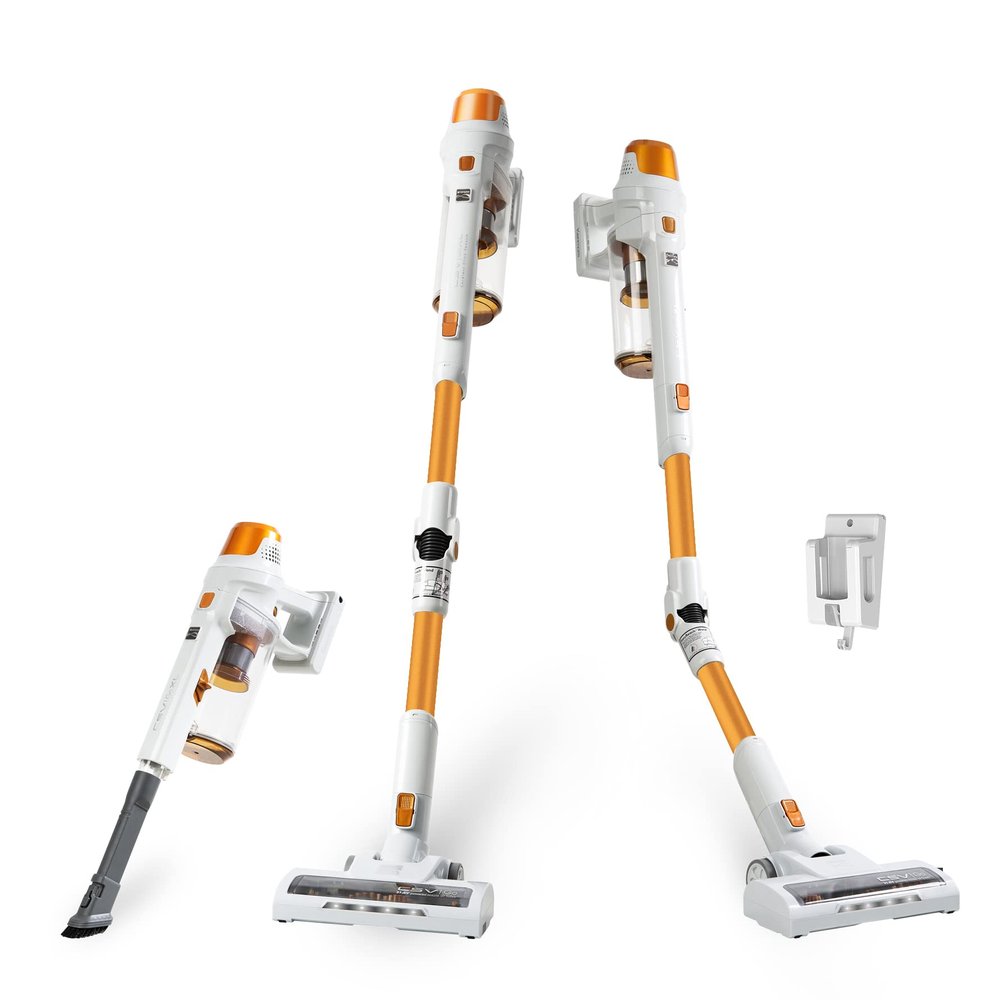 Kenmore DS4030 21.6V Cordless Stick Vacuum with EasyReach Wand, Lightweight Cleaner with 2-Speed Power Control, LED Headlight, Converts to Handheld for Hardwood Floors, Carpet & Pet Hair, Orange