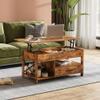 WLIVE Coffee Table, 39" Lift Top Coffee Table with Hidden Compartment, Storage Drawers and Storage Shelf for Living Room, Reception Room, Rustic Brown view 2
